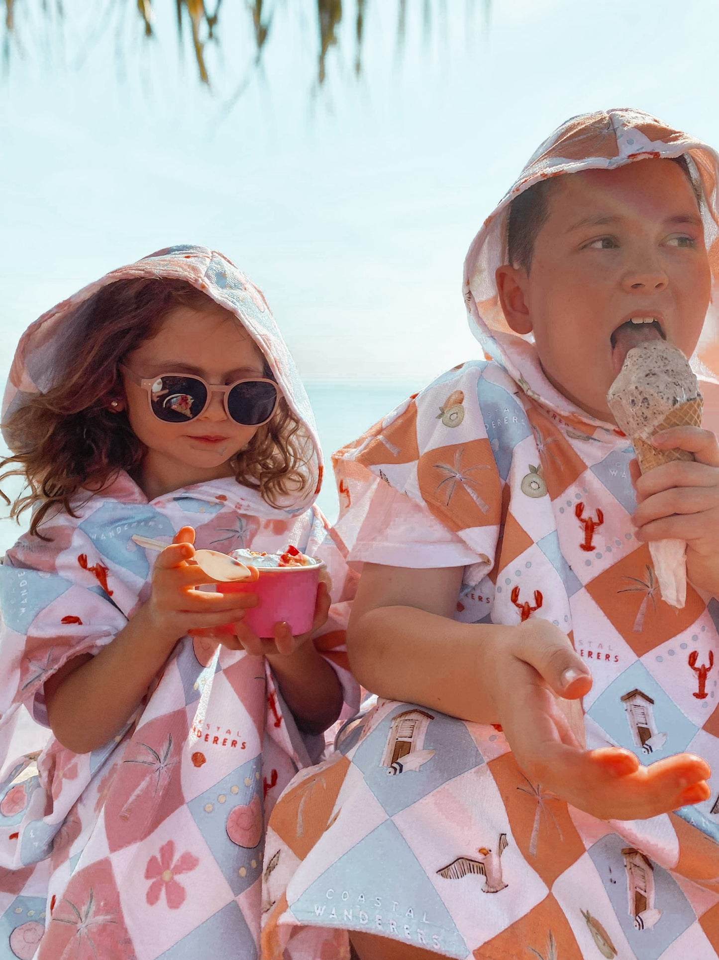 Coastal Cali ~ Hooded poncho beach towel
