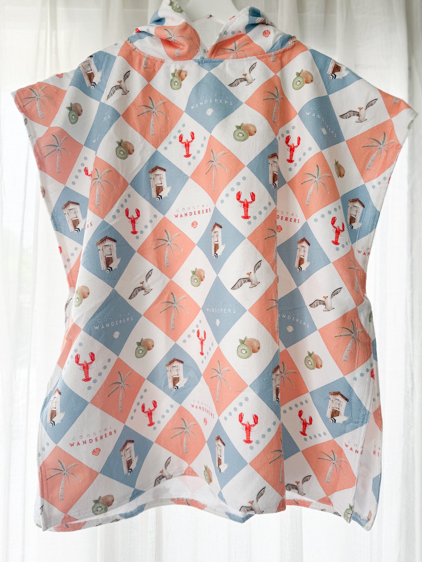 Coastal Cabana ~ Hooded poncho beach towel