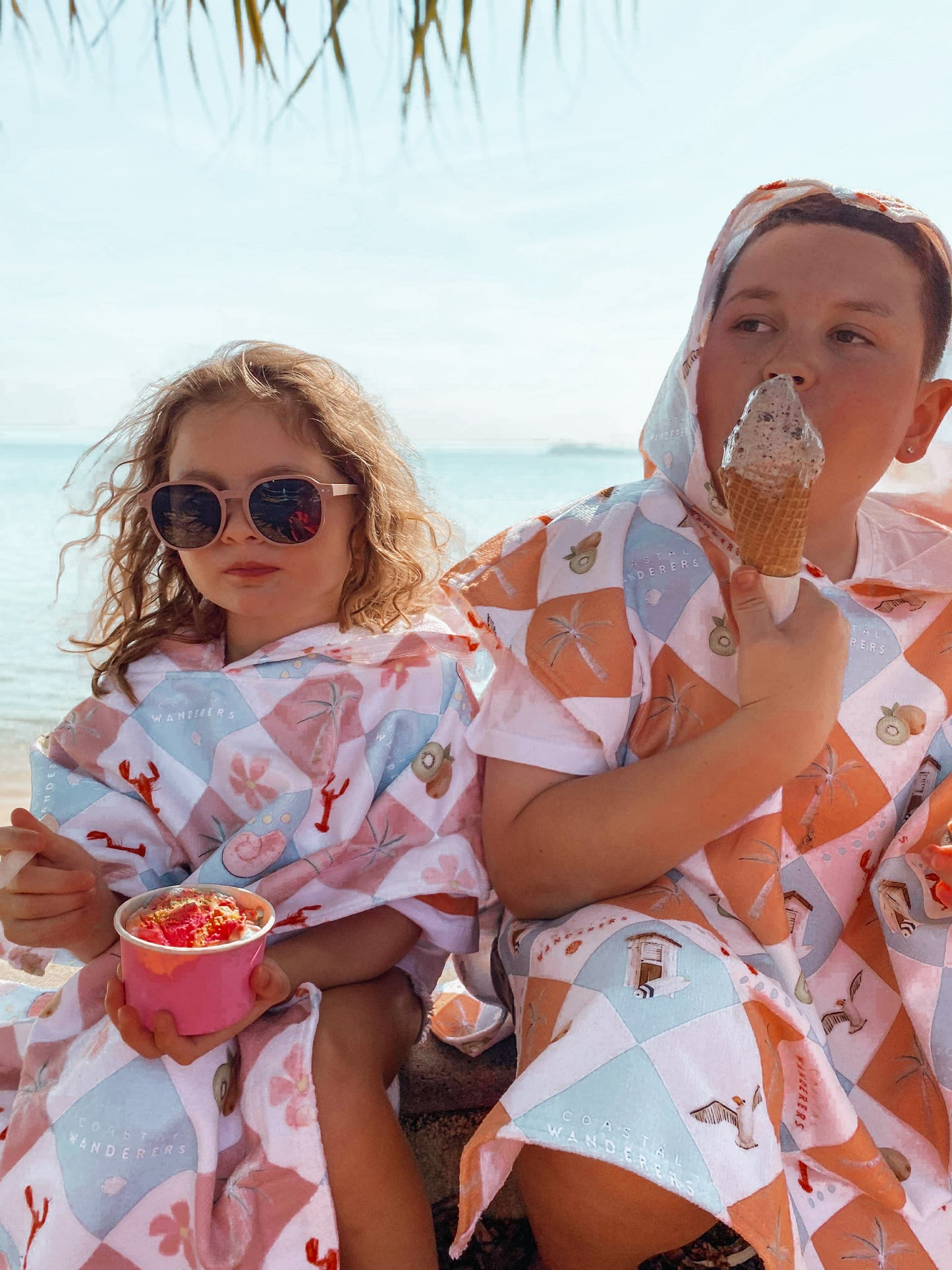 Coastal Cali ~ Hooded poncho beach towel