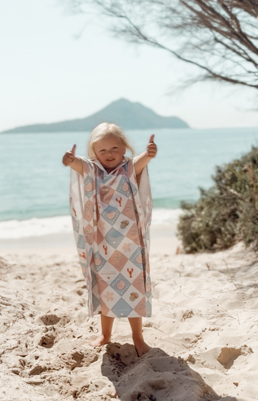 Coastal Cali ~ Hooded poncho beach towel