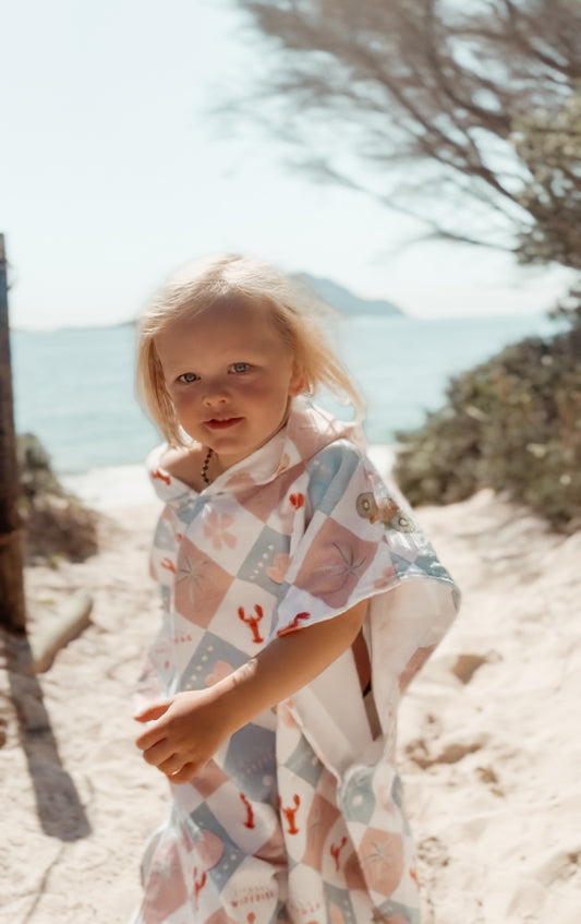 Coastal Cali ~ Hooded poncho beach towel